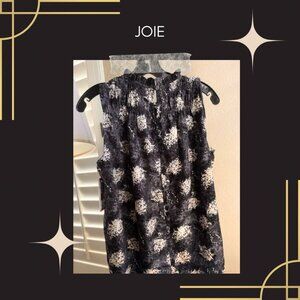 Joie Black Baltic Print Top Size Large Sleeveless Smocking NWT